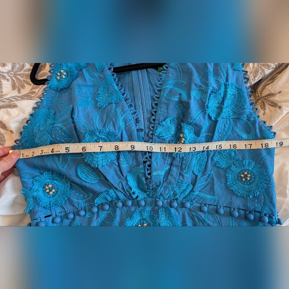 Farm Rio Blue 3d flower sleeveless maxi dress - Picture 7 of 16